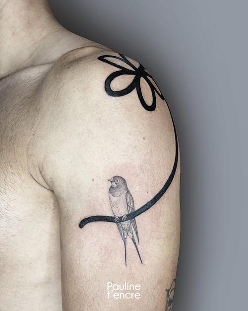Oiseau et fleur